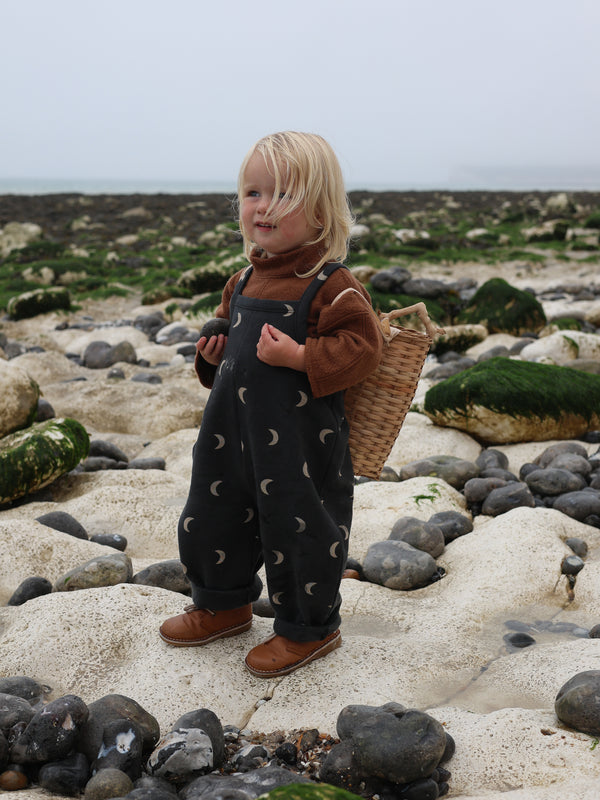 Charcoal Midnight Oversized Dungarees | Organic Zoo