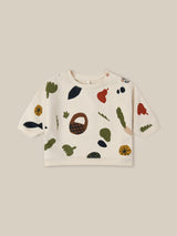 baby undyed cotton cream sweatshirt with fruits vegetables & basket prints