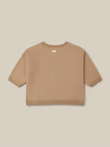 baby & toddler terry cotton sweatshirt in brown with pear FRESHLY PICKED LOCALLY GROWN text