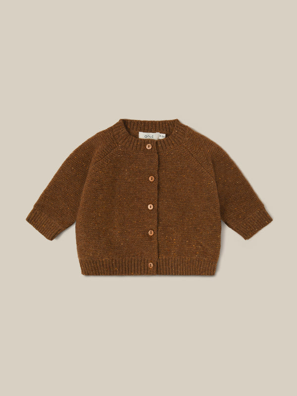 baby and toddler button down wool cardigan in brown 