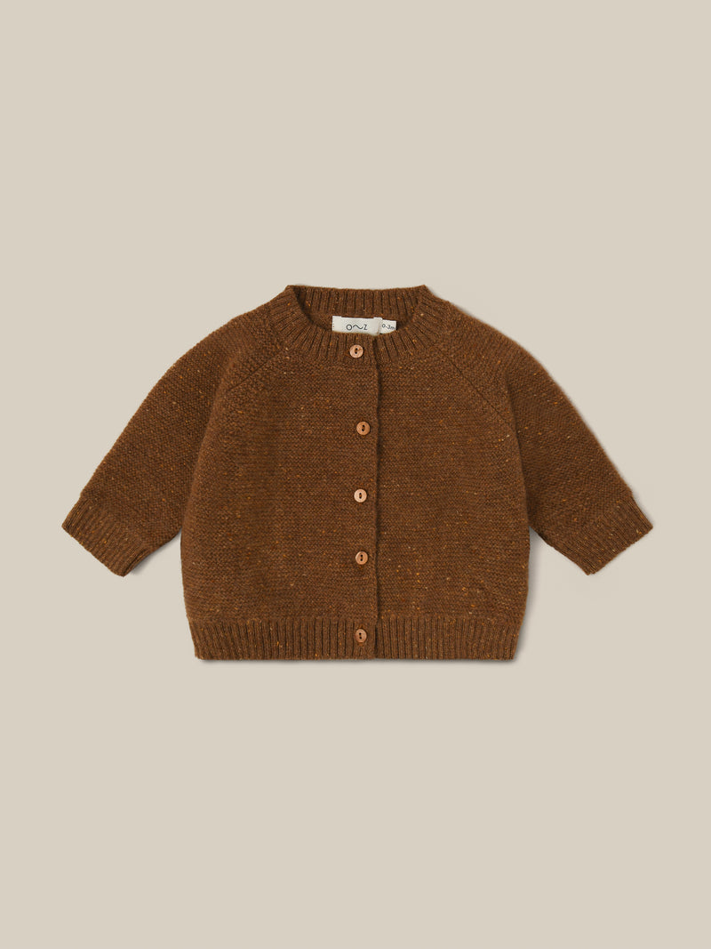 baby and toddler button down wool cardigan in brown 