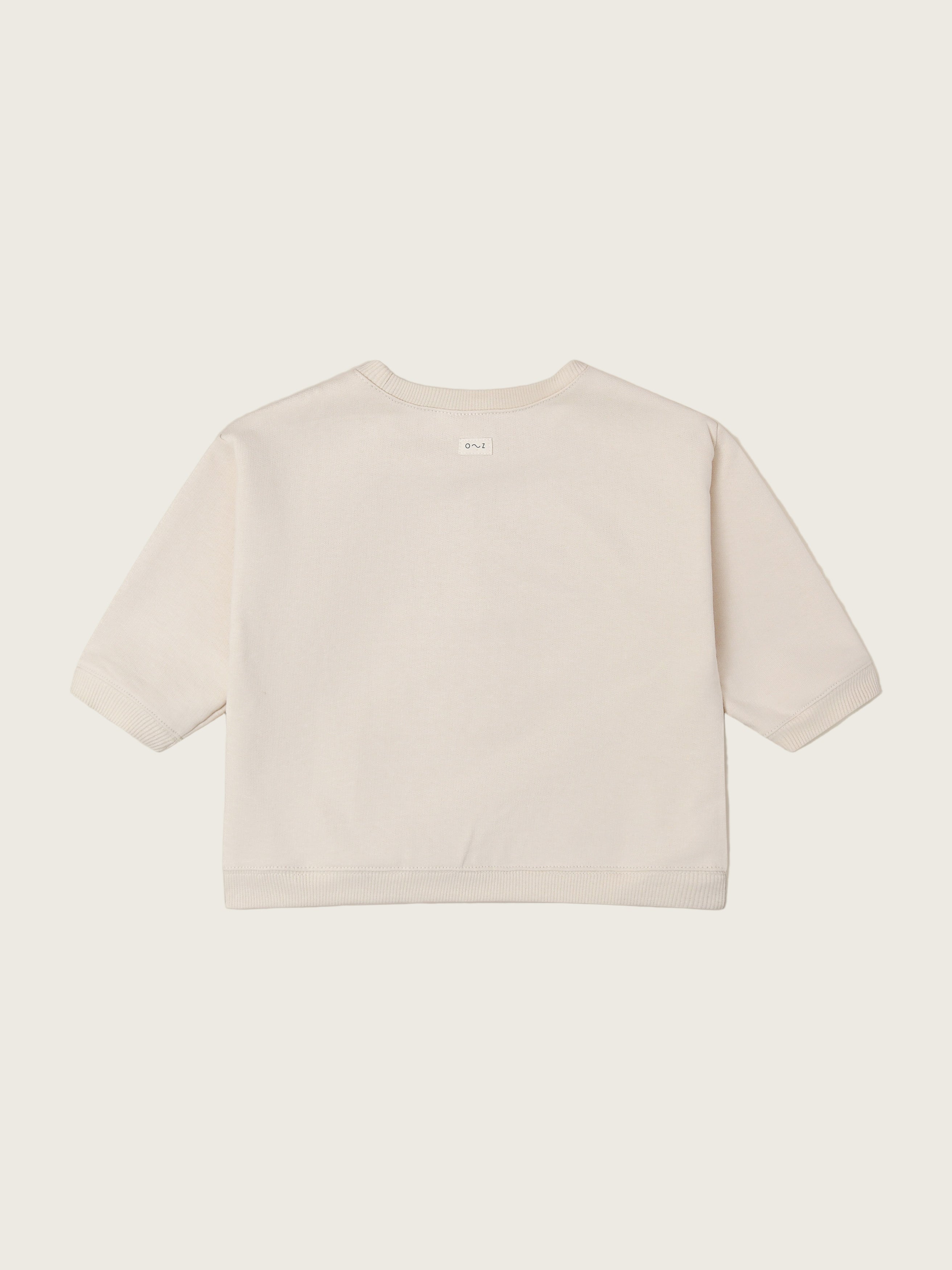 baby & toddler undyed cotton sweatshirt in cream with plant print LIFE IS BETTER WITH PLANTS text