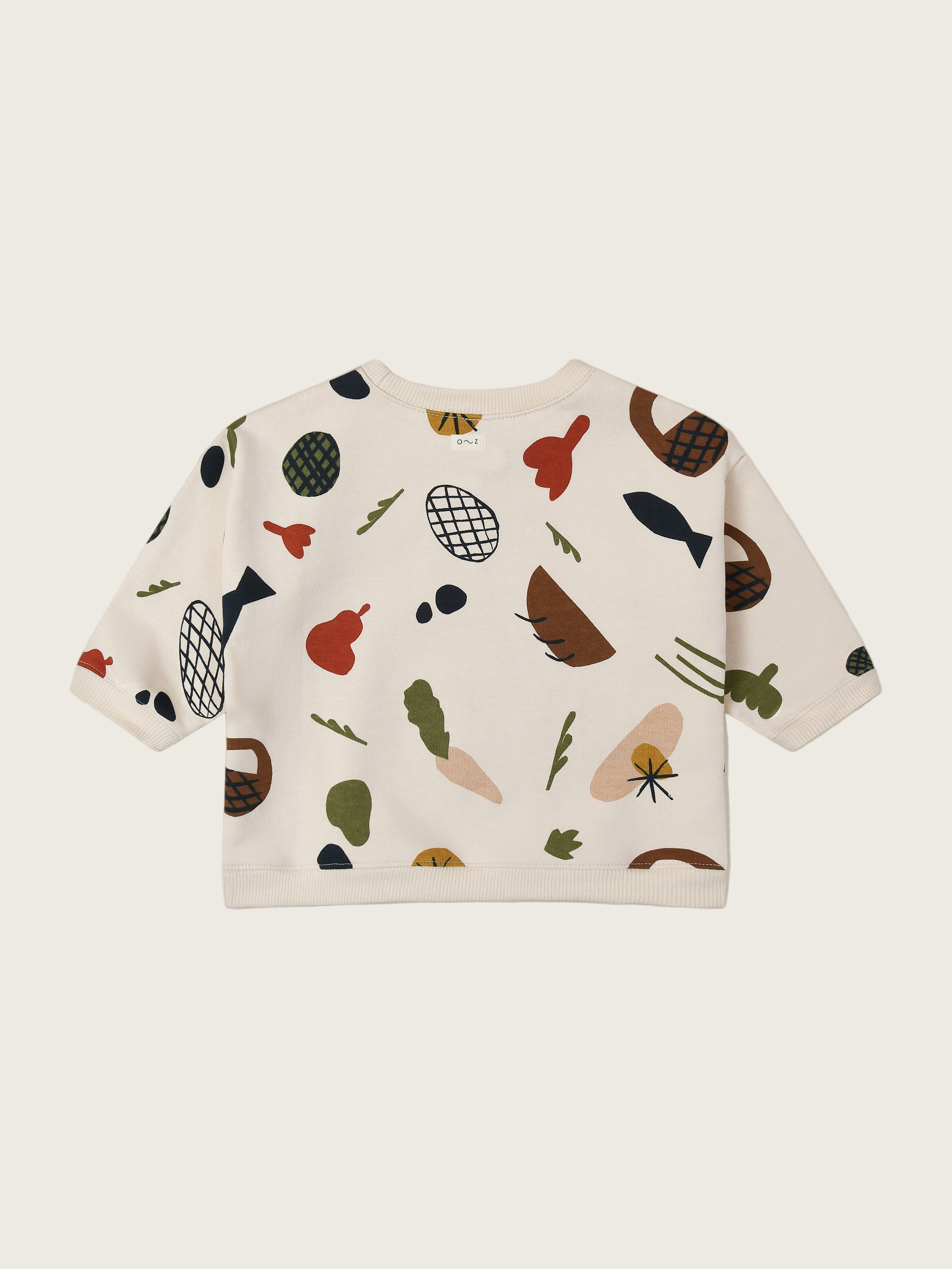 baby & toddler undyed cotton cream sweatshirt with fruits vegetables & basket prints
