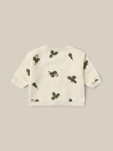 baby & toddler cream brushed french cotton christmas sweatshirt with holly & candy cane prints