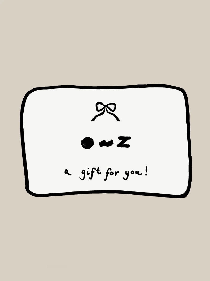 A digital gift card with a bow illustration and the text 'a gift for you!' from Organic Zoo.