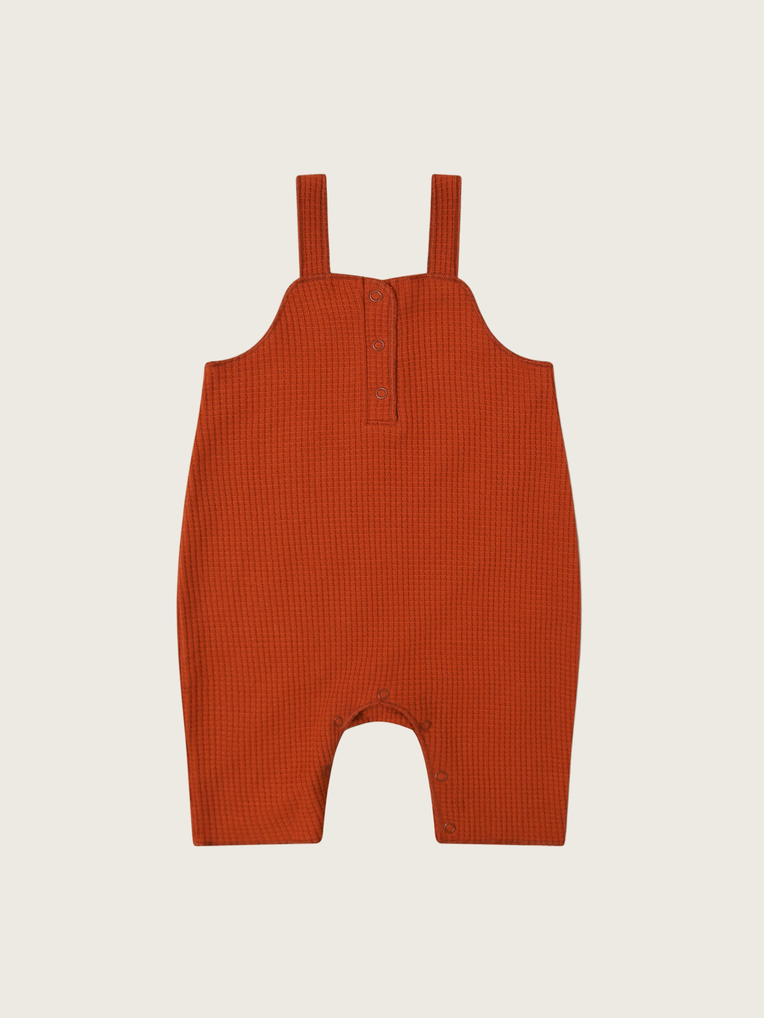 baby and toddler cotton waffle salopette in red with front poppers