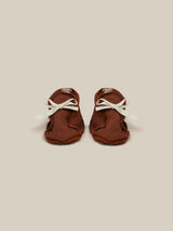 baby and toddler terry cotton booties in red with white bow