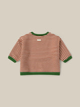 baby & toddler christmas red stripes brushed cotton sweatshirt with green trims 