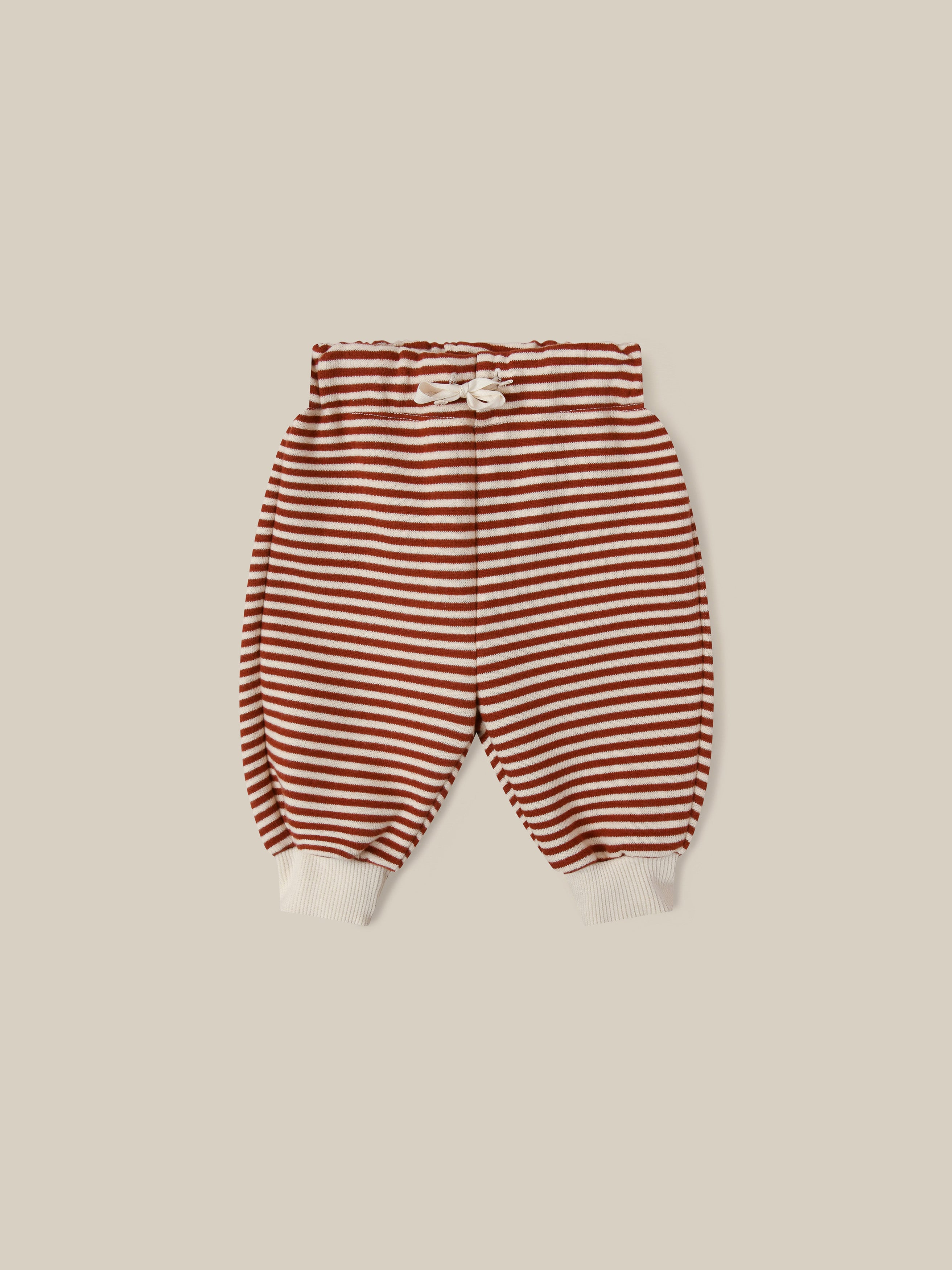 baby and toddler terry cotton drawstring sweatpants in red and white stripes