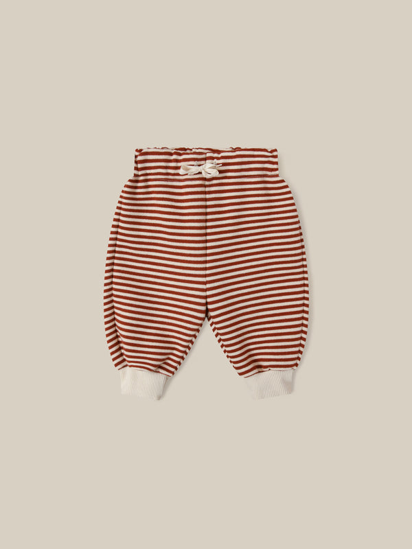 baby and toddler terry cotton drawstring sweatpants in red and white stripes 