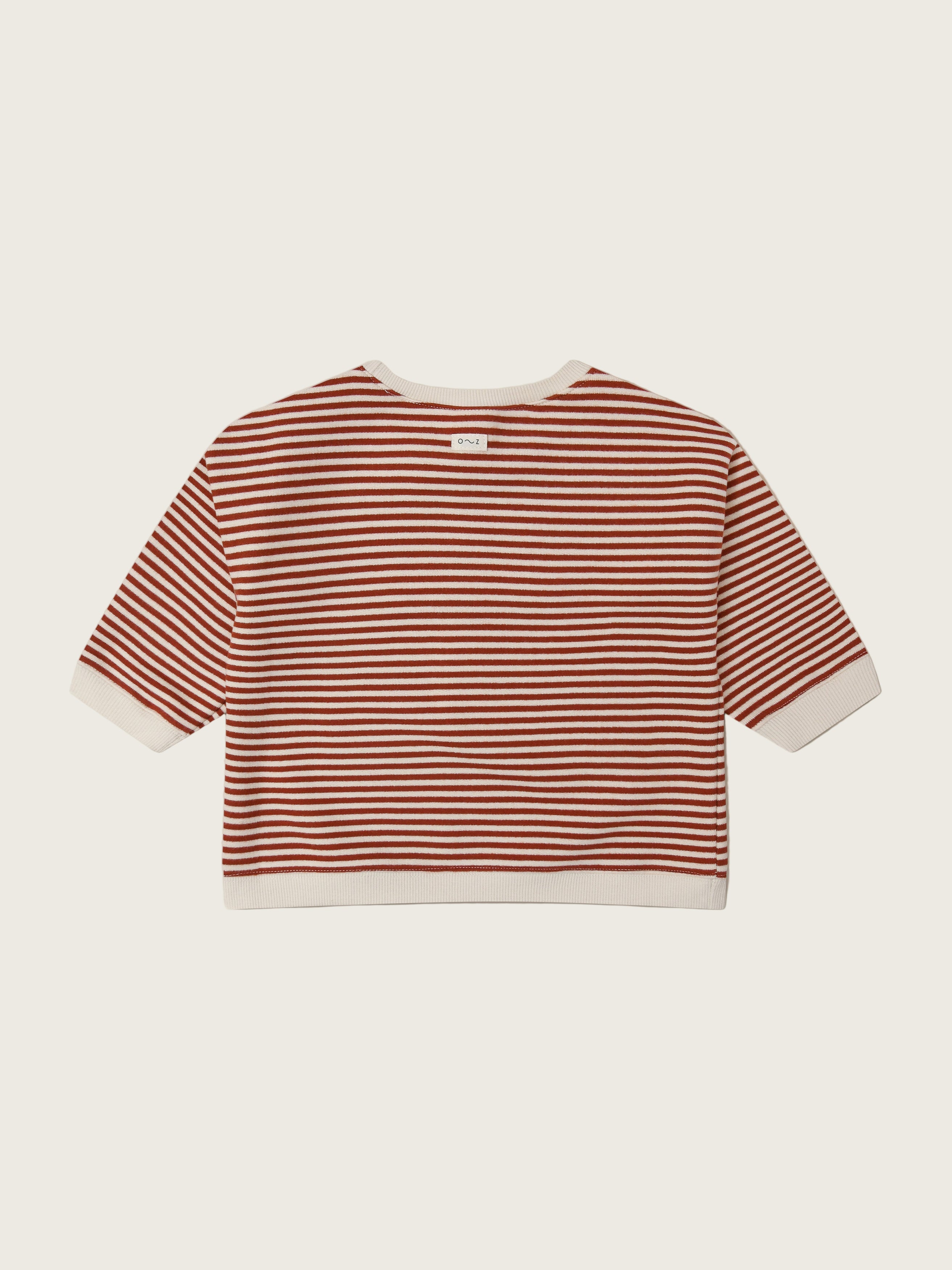 baby and toddler terry cotton sweatshirt in red and white stripes