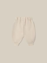 baby and toddler undyed cotton drawstring sweatpants in cream with O ~ Z embroidered in green