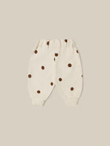 baby and toddler undyed cotton drawstring sweatpants in cream with brown dots