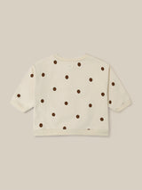 baby and toddler undyed cotton sweatshirt in cream with brown dots