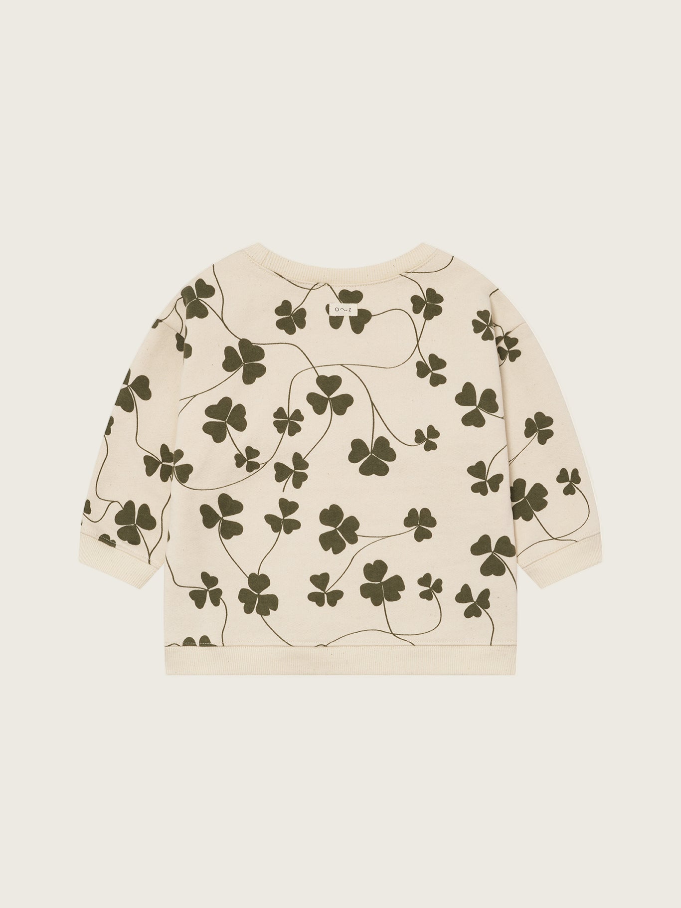toddler cream undyed cotton sweatshirt with green clover print