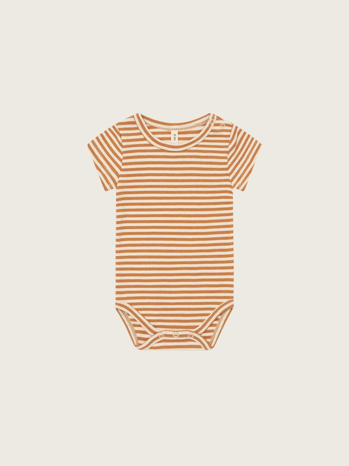Striped baby onesie on a white background