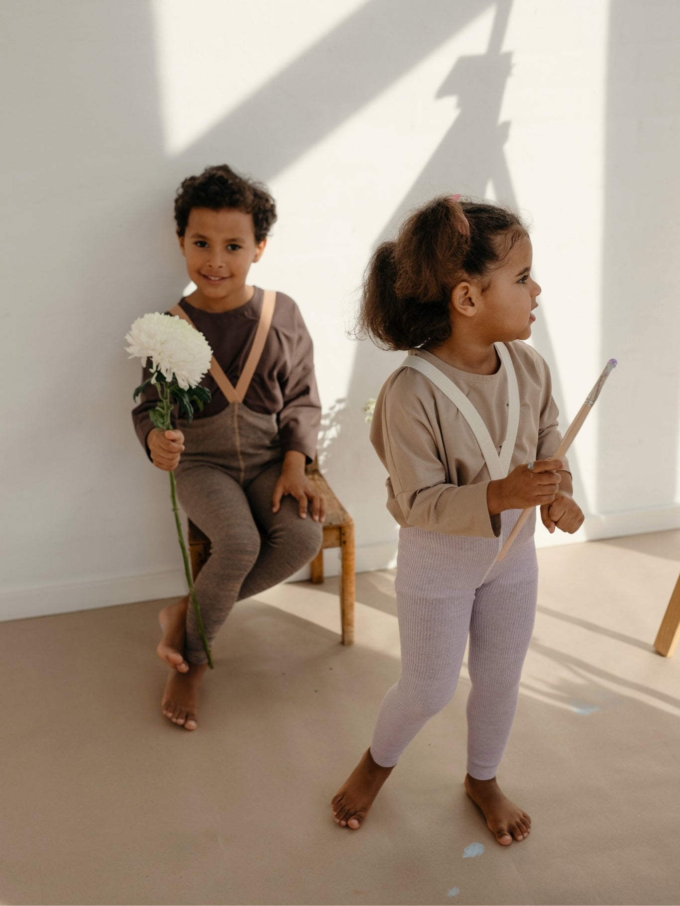 Creamy Lavender Footless Tights with braces