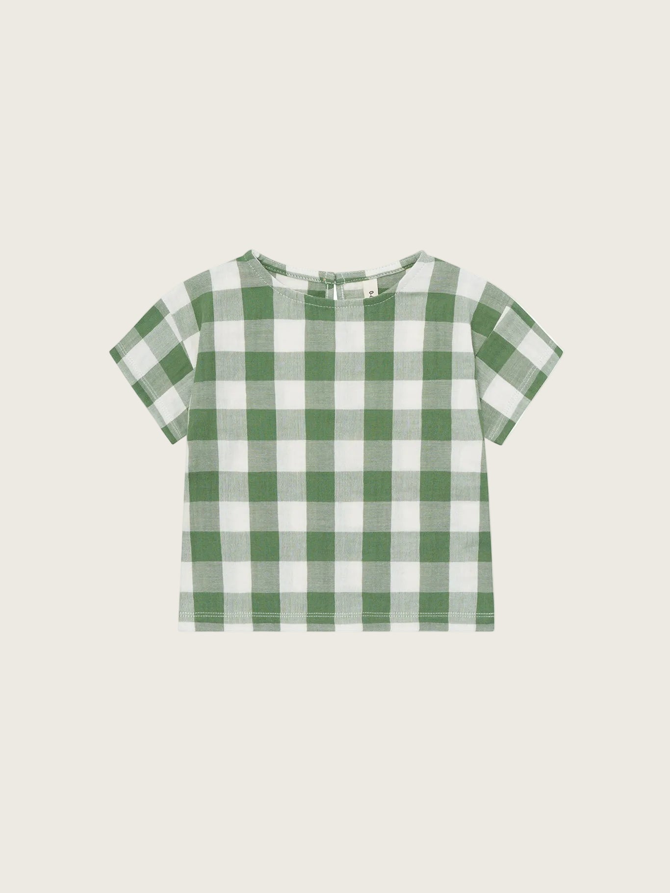 Green and white checkered t-shirt on a white background