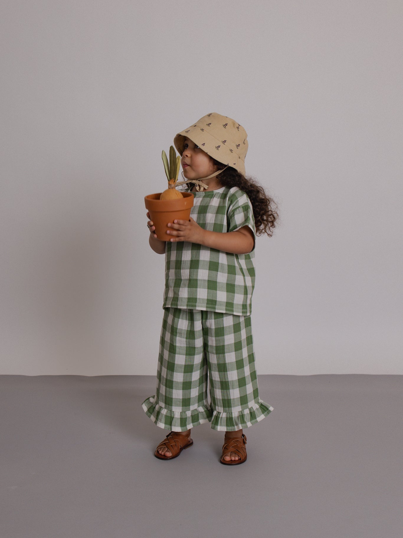 Dill Gingham Boxy T-Shirt | Organic Zoo
