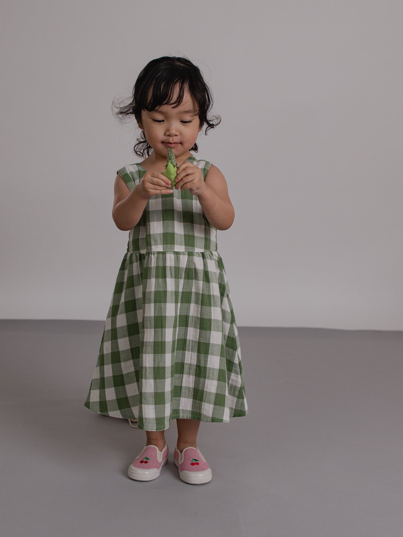 Dill Gingham Sleeveless Dress