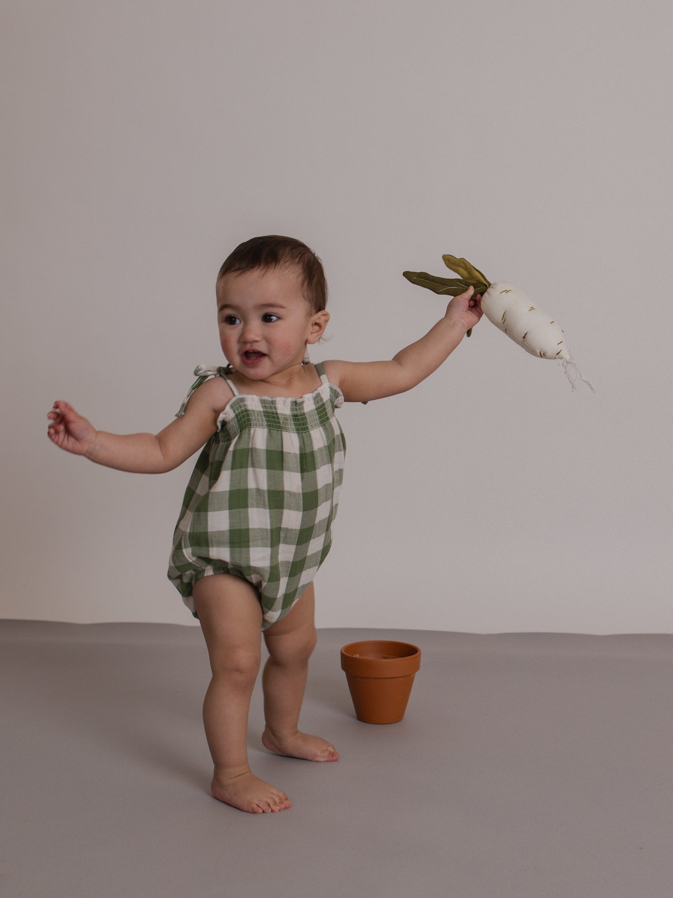 Dill Gingham Spaghetti Bodysuit | Organic Zoo
