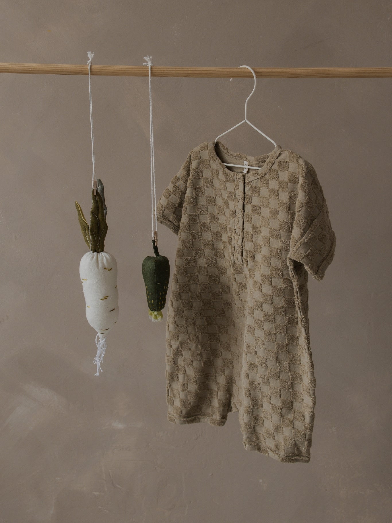 Dusky Checkerboard Terry Beach Romper | Organic Zoo