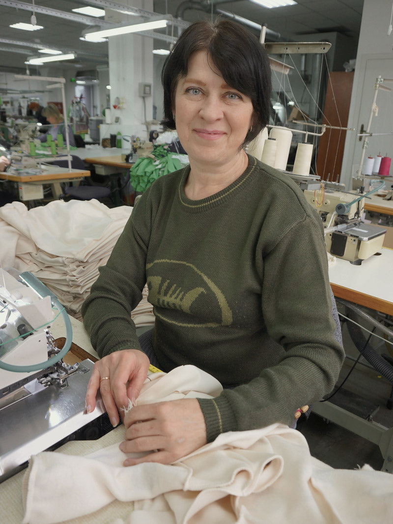 Seamstress in Organic Zoo factory Ukraine
