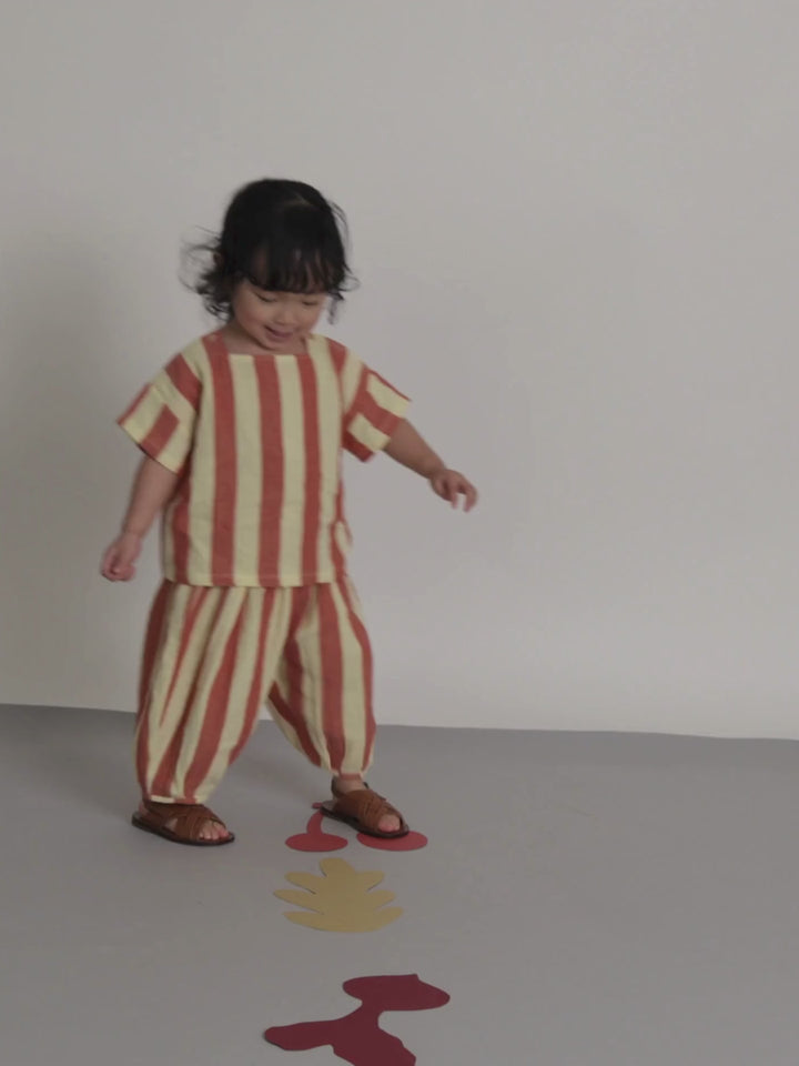 Tomato Stripes Square Neck T-Shirt