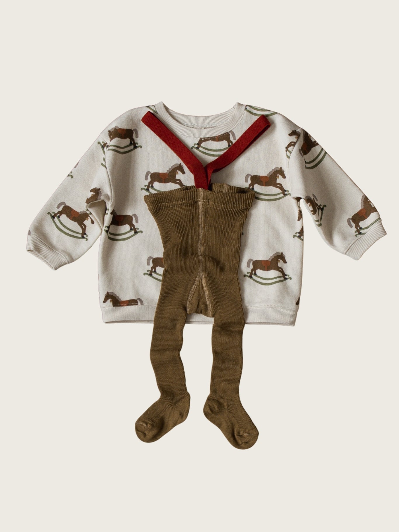 Rocking Horse Sweater & Acorn Brown Tights Set
