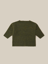 toddler wool jumper in green with button on left shoulder