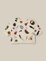 toddler undyed cotton cream sweatshirt with fruits vegetables & basket prints