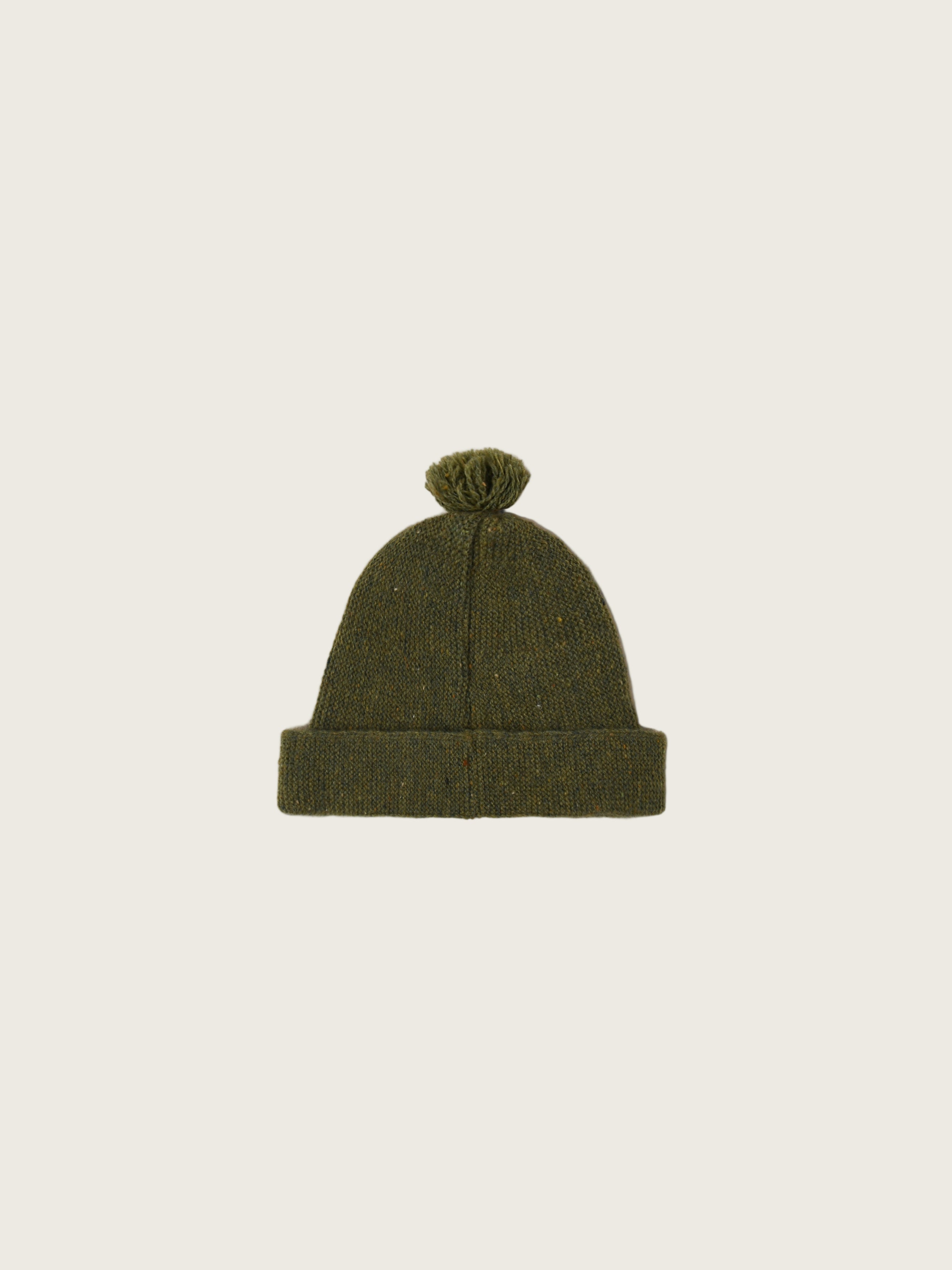 toddler wool beanie in forest green with tassel