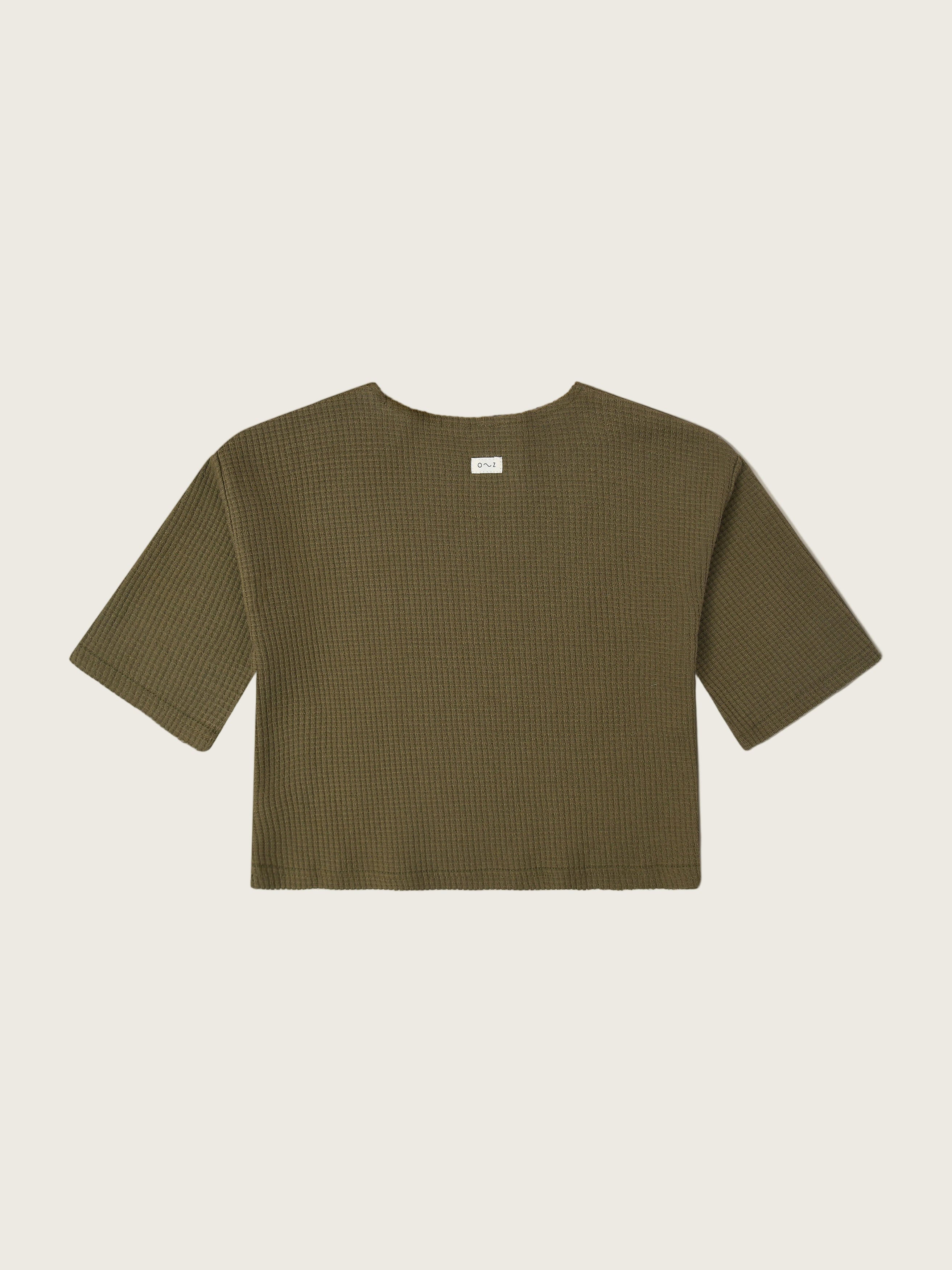 toddler boxy cotton waffle sweatshirt in green