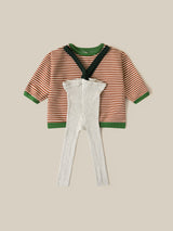 toddler organic christmas red stripes with green trims sweatshirt & oat tights with braces