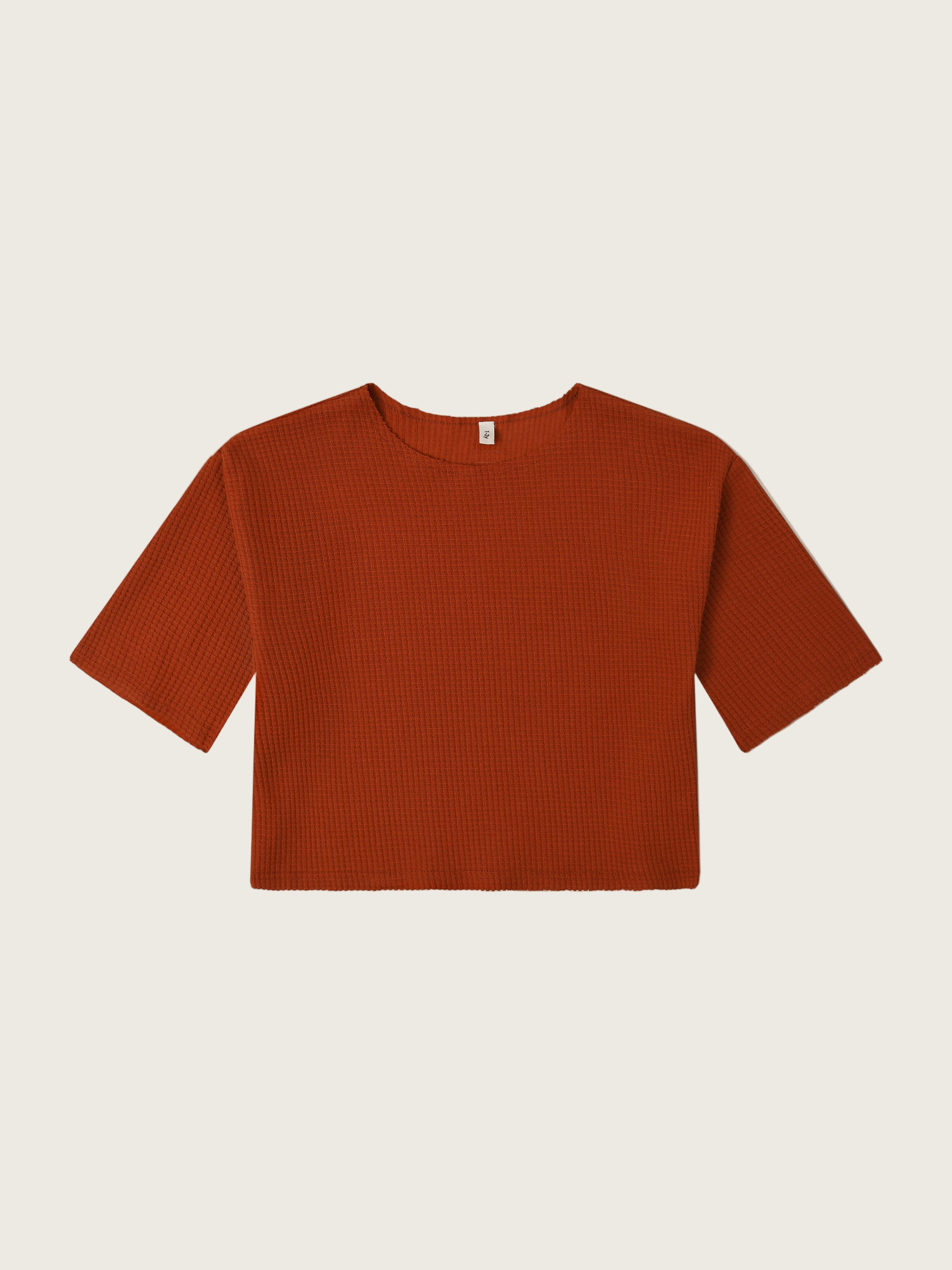 toddler boxy cotton waffle sweatshirt in red