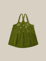 toddler cotton cord apron-style skirt in pea pod green with adjustable straps