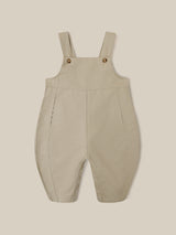 toddler twill cotton oversized farmers dungarees in grey with buttons & side in-seam pockets with gingham finish 