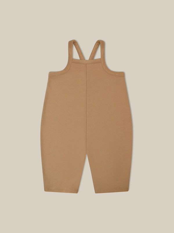 toddler oversized boxy terry cotton dungarees in beige