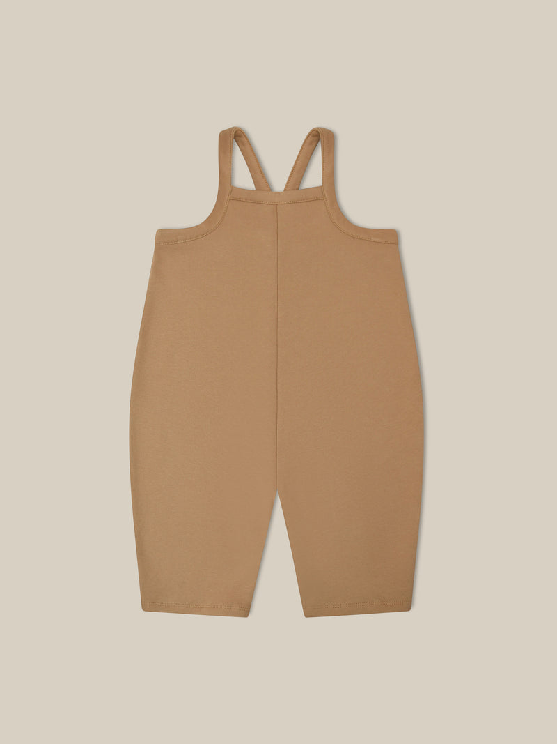 toddler oversized boxy terry cotton dungarees in beige