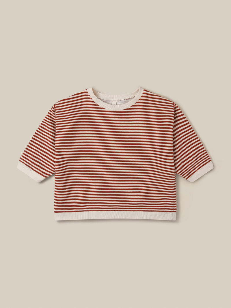 toddler terry cotton sweatshirt in red and white stripes 