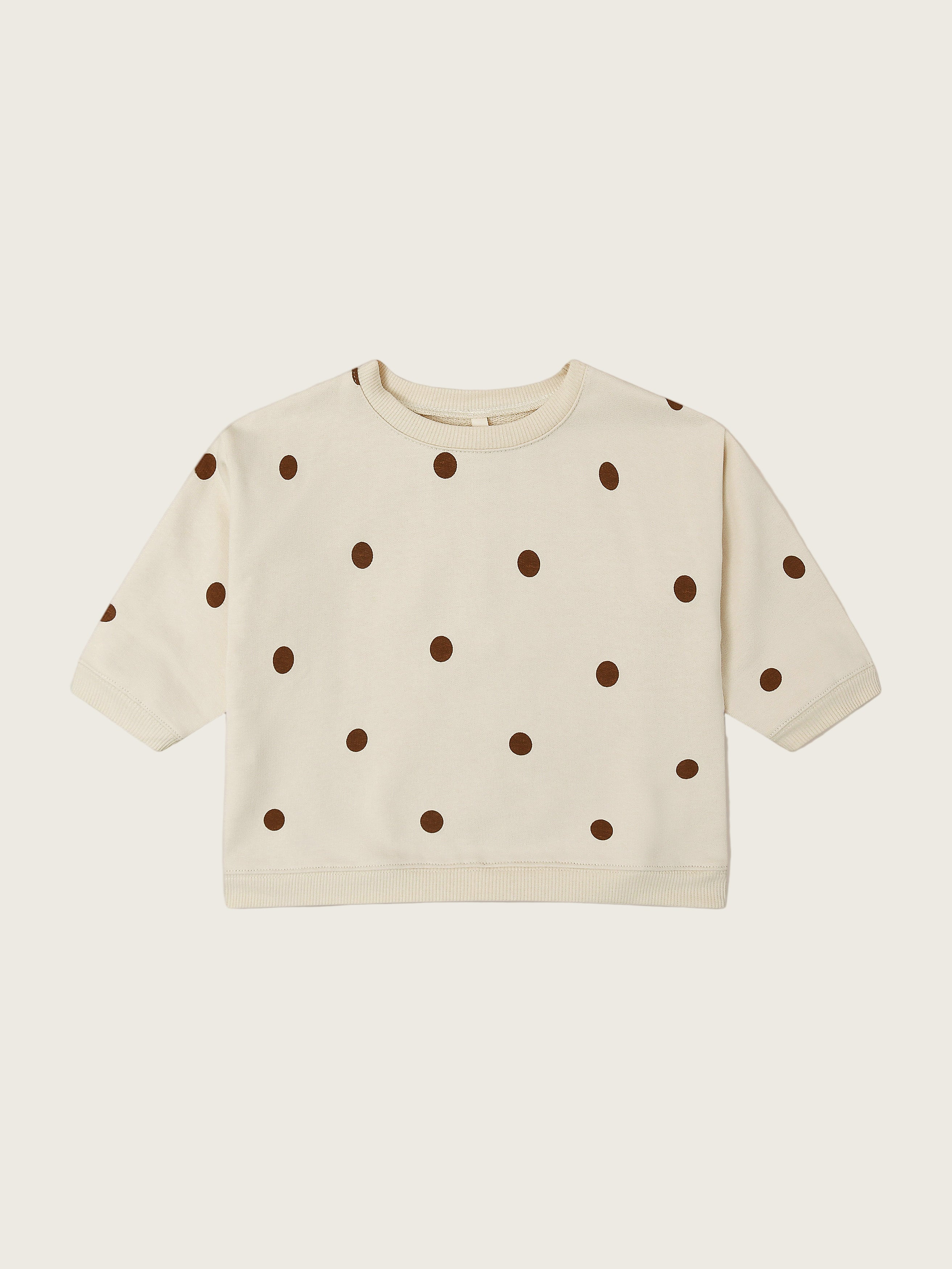 toddler undyed cotton sweatshirt in cream with brown dots