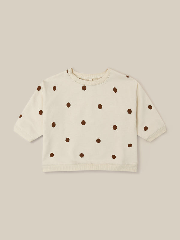 toddler undyed cotton sweatshirt in cream with brown dots