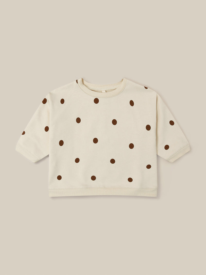 toddler undyed cotton sweatshirt in cream with brown dots