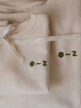 bundle of toddler & women's cream cotton sweatshirt with O ~ Z embroidered in green