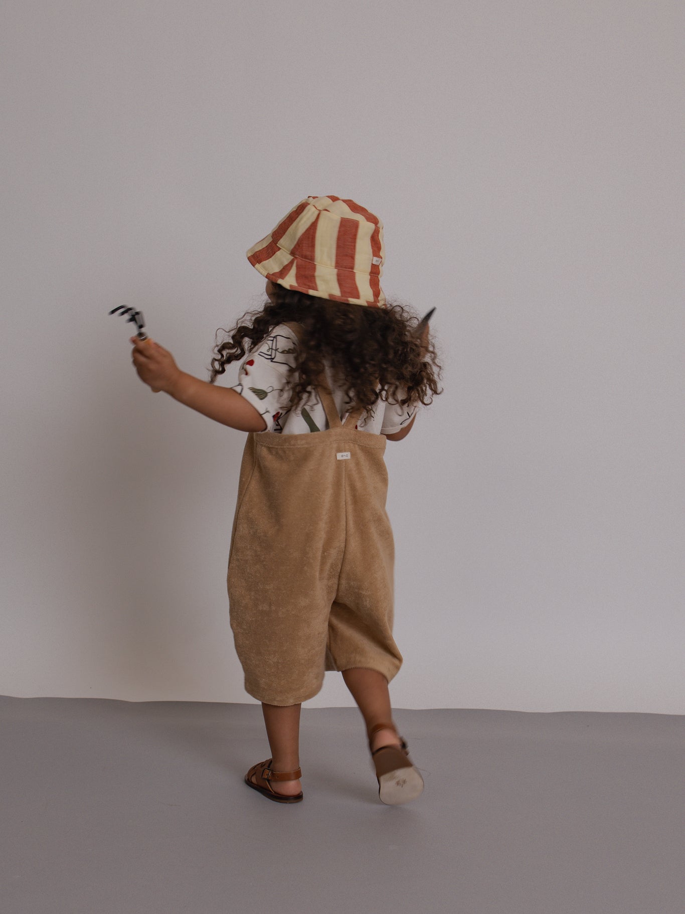 Wheat Terry Cropped Dungarees