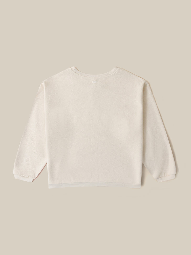 undyed cotton sweatshirt for women ribbed crew neck and OZ logo on reverse