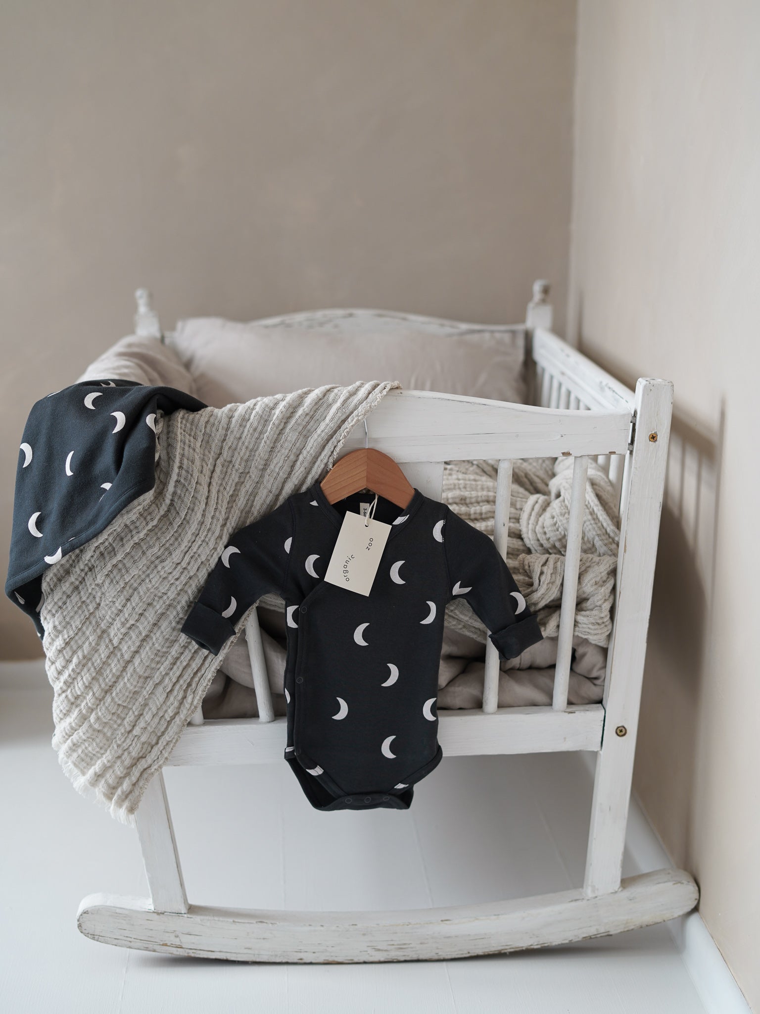 Black Midnight Wrap Baby Bodysuit | Organic Zoo