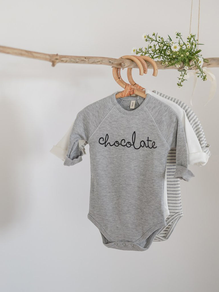 Grey Melange CHOCOLATE Organic Cotton Bodysuit | Organic Zoo
