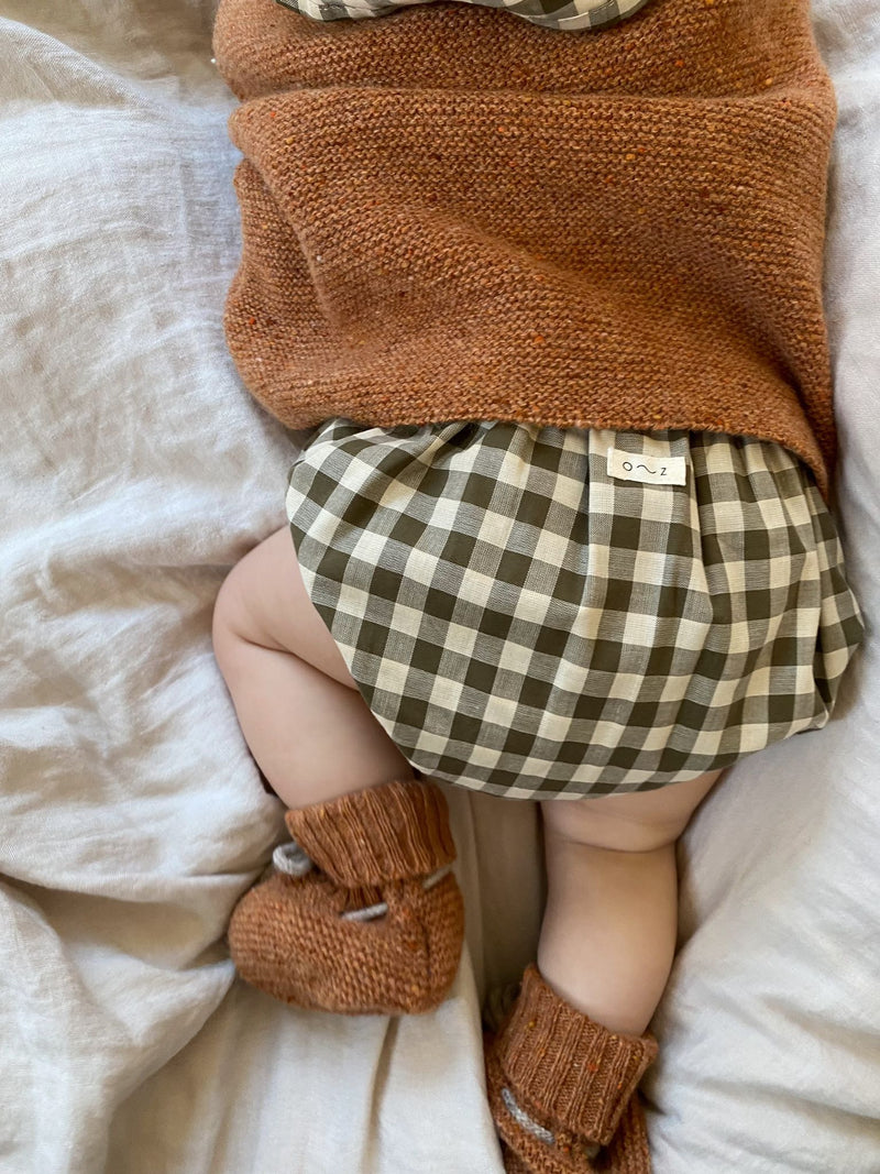 Olive Gingham Shortie | Organic Zoo