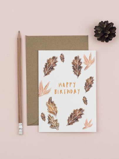 Leaves Happy Birthday Card